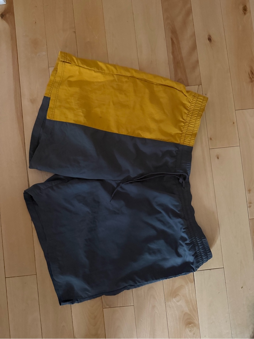 COS Colorblock Swim Shorts in Mustard and Charcoal